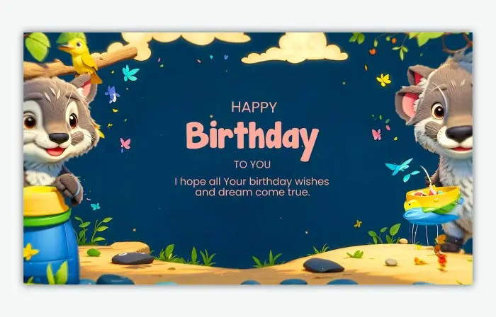 Classic 3D Safari Animals Birthday Invitation Card Slideshow